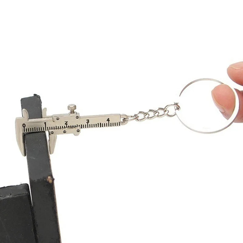 Mini Metal Ruler Vernier Caliper Portable 0-40mm keychain Measuring Gauging Tools Car Turbo key Chain Ring Ruler Caliper