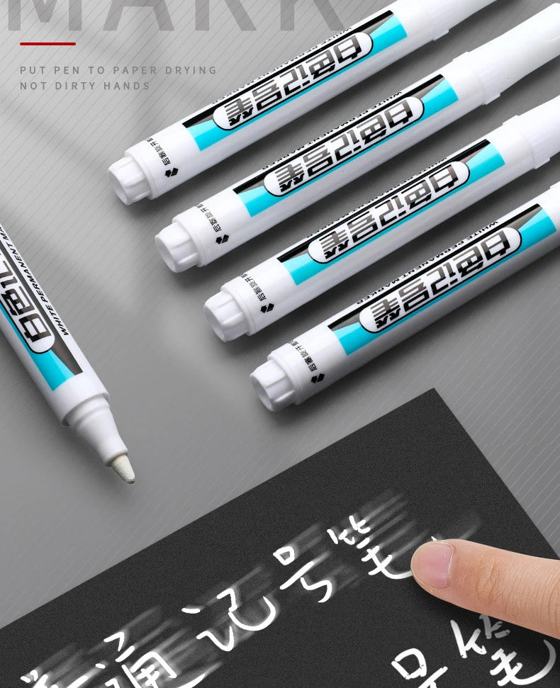 1/3Pcs White Permanent Marker Pens 0.7/1.0/2.5MM Paint Markers For Wood Rock Plastic Leather Glass Stone Metal Art Supplies