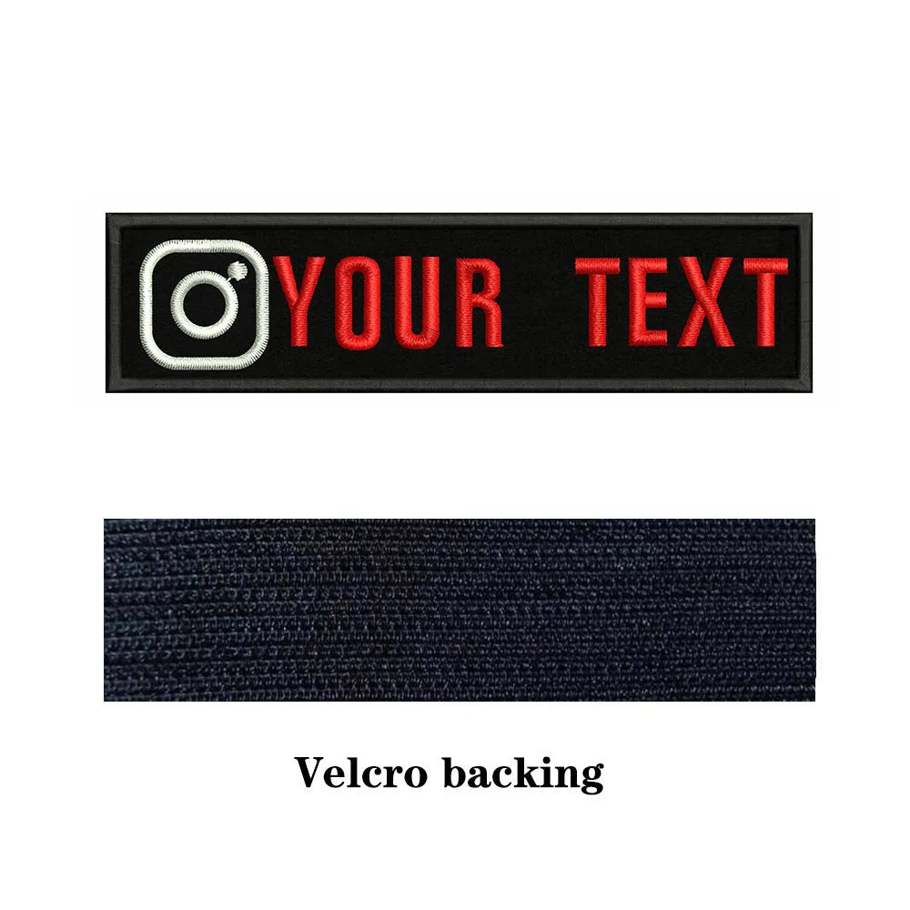 Instagram Logo 10X2.5cm Embroidery Custom Name Text Patch Stripes Badge Iron On Or  Patches