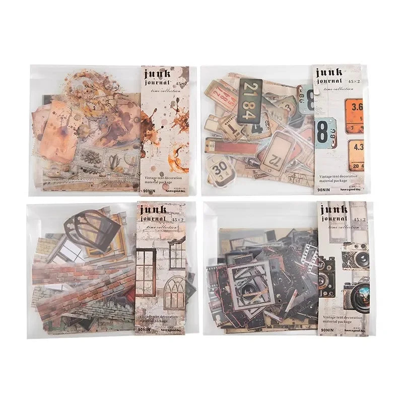 90Pcs Favorites Notebooks Decorative border Material paper handbook material European Coffee Manuscripts Pad collage Scrapbook