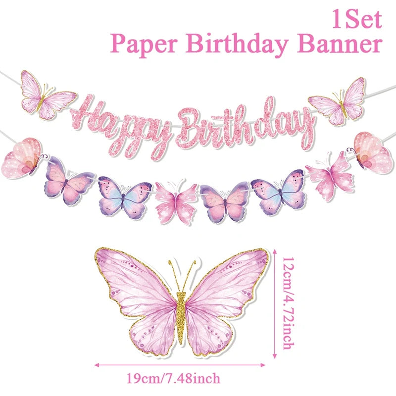 Butterfly Birthday Party Decoration  Butterfly Party Disposable Tableware Paper Cup Plate Birthday  Party