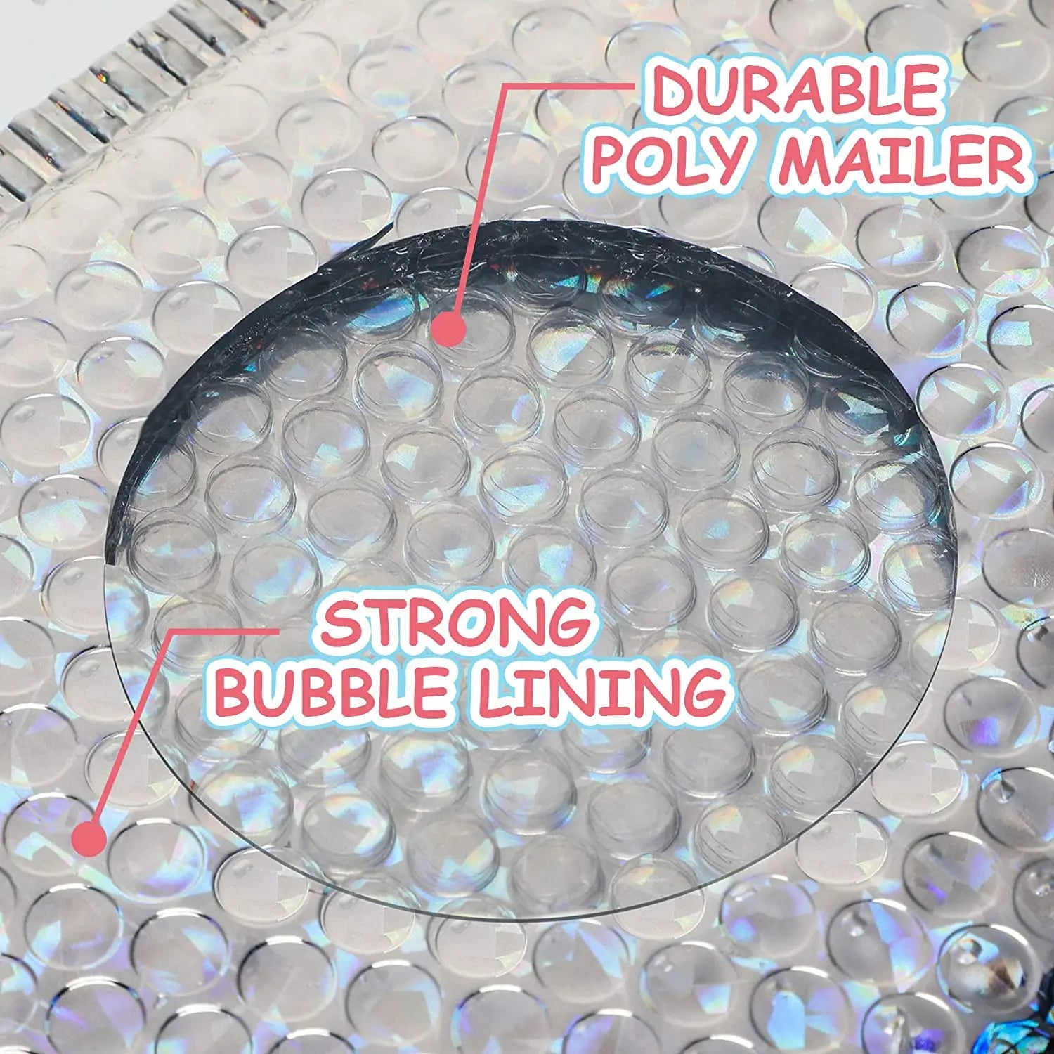 Laser Rainbow100Pcs Holographic Mailer Mailing Envelope Waterproof Courier Bag Padded Bubble Envelope Packaging Bag for Shipping