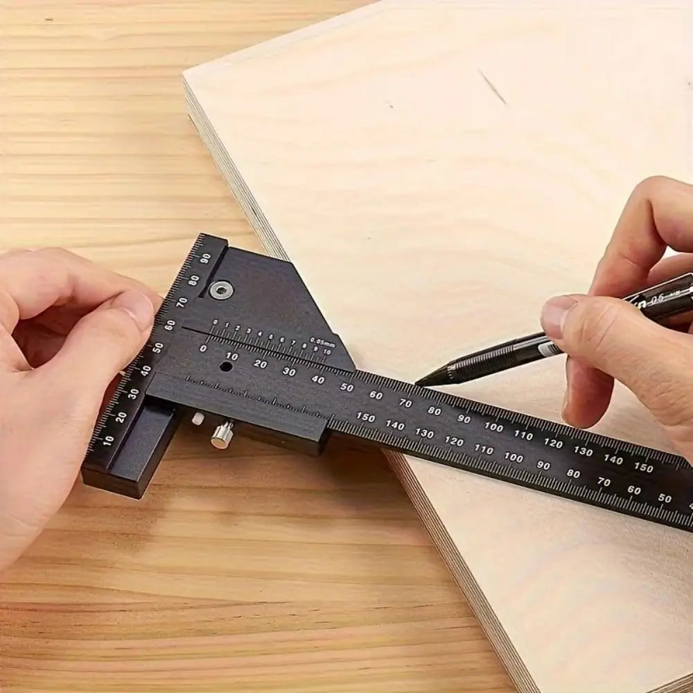 Portable 0-280mm T Shaped Ruler High-precision Accurate Scale Scribe Ruler Miter Square Aluminum Alloy Marking Gauge Tools