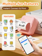 Dolewa D8 Portable Printer Thermal Paper Stickers Paper Mini Printers Labels Maker Printer for Photo Printing for Gift