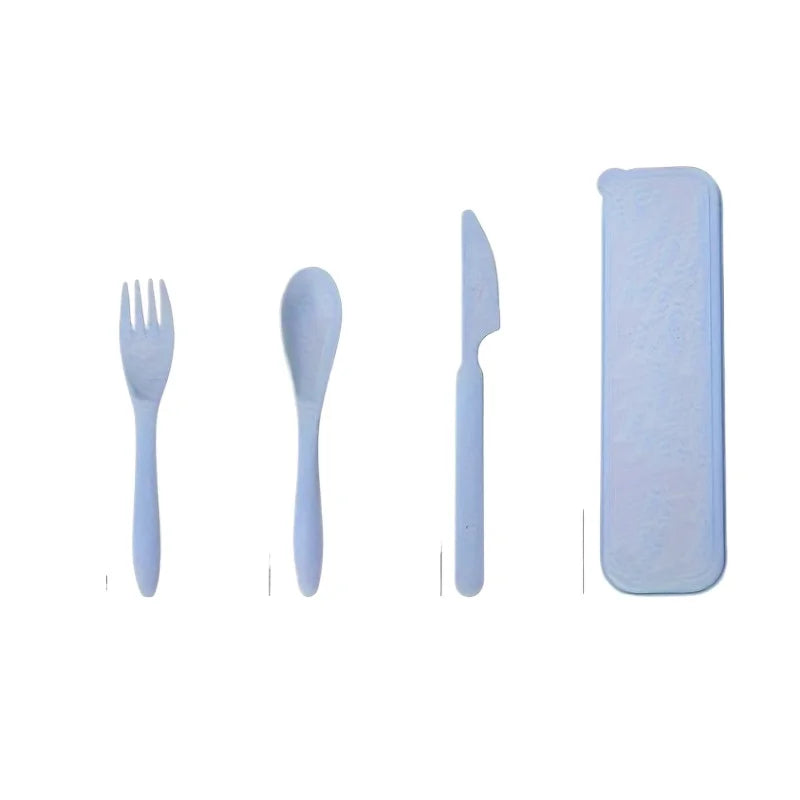 3In1 Portable Cutlery Set Reusable Home Travel Utensil Set Fork Spoon Knife with Box Dinnerware Set Picnic Camping Tableware