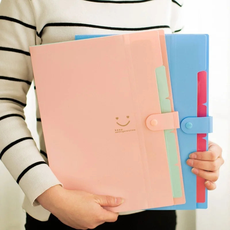 A4 Organ Folder 5 Layers Macaron Colors File Manager Storage Simple Folder for Student School and Office Stationery Supplies