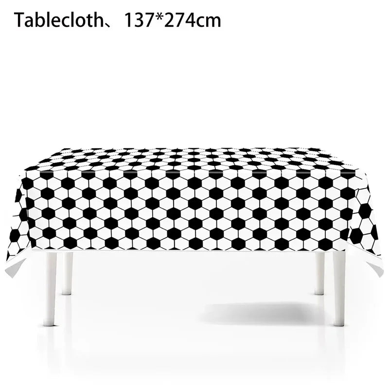 Football Party Tablecloth Decorations Soccer Ball Theme Party Supplies Disposable Table Cover Tableware Set Kids Birthday Party