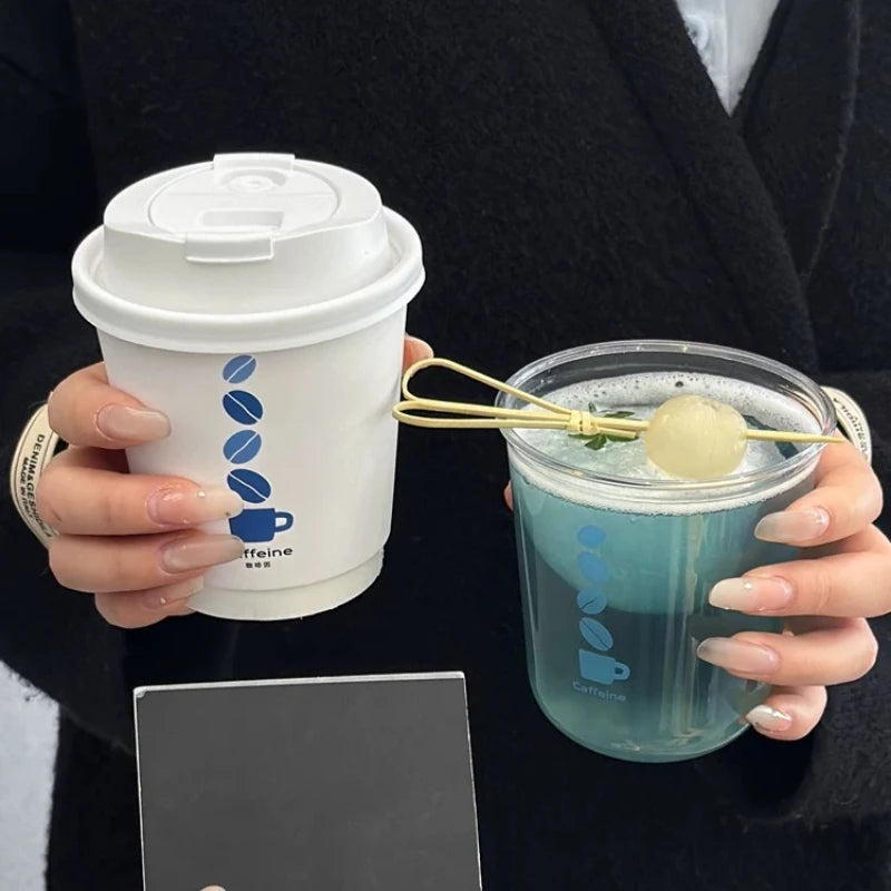 Hot Cold Dual Use 330ml Double Layer Paper Cup Coffee Cups Disposable Multi Purpose Beverage Container PET 400ml Cold Drink Cups