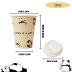 Polar Bear Patterned Disposable Paper Cups Bamboo Pulp Panda Cat Paper Cup Animal Print Coffee Cups with Lid for Home Party Use