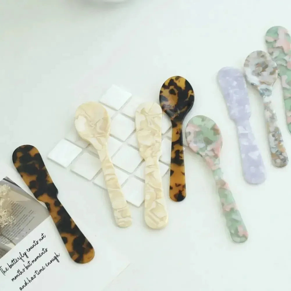 Acrylic Ice Cream Spoon Unbreakable Unique Pattern Tableware Spoon Cake Ice Cream Spoon Butter Cutter