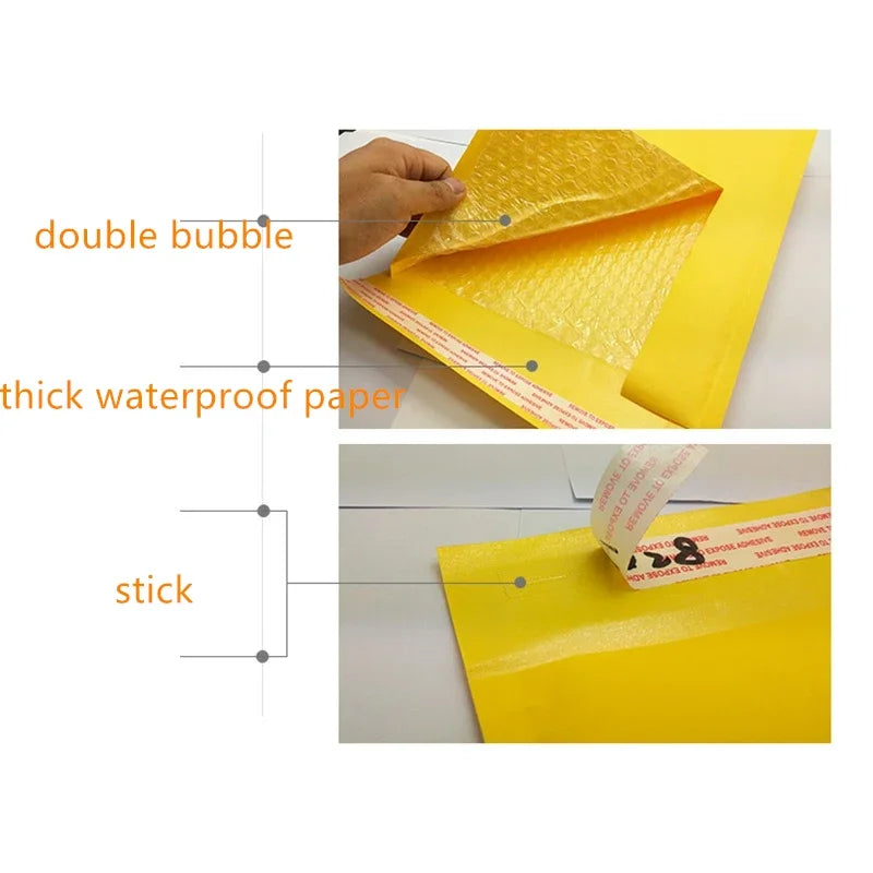 10/50pcs 18x23cm Meduim Thick Shipping Envelopes with Packaing Yellow Waterproof Paper Bubble Mailers Mailing Bags Packing