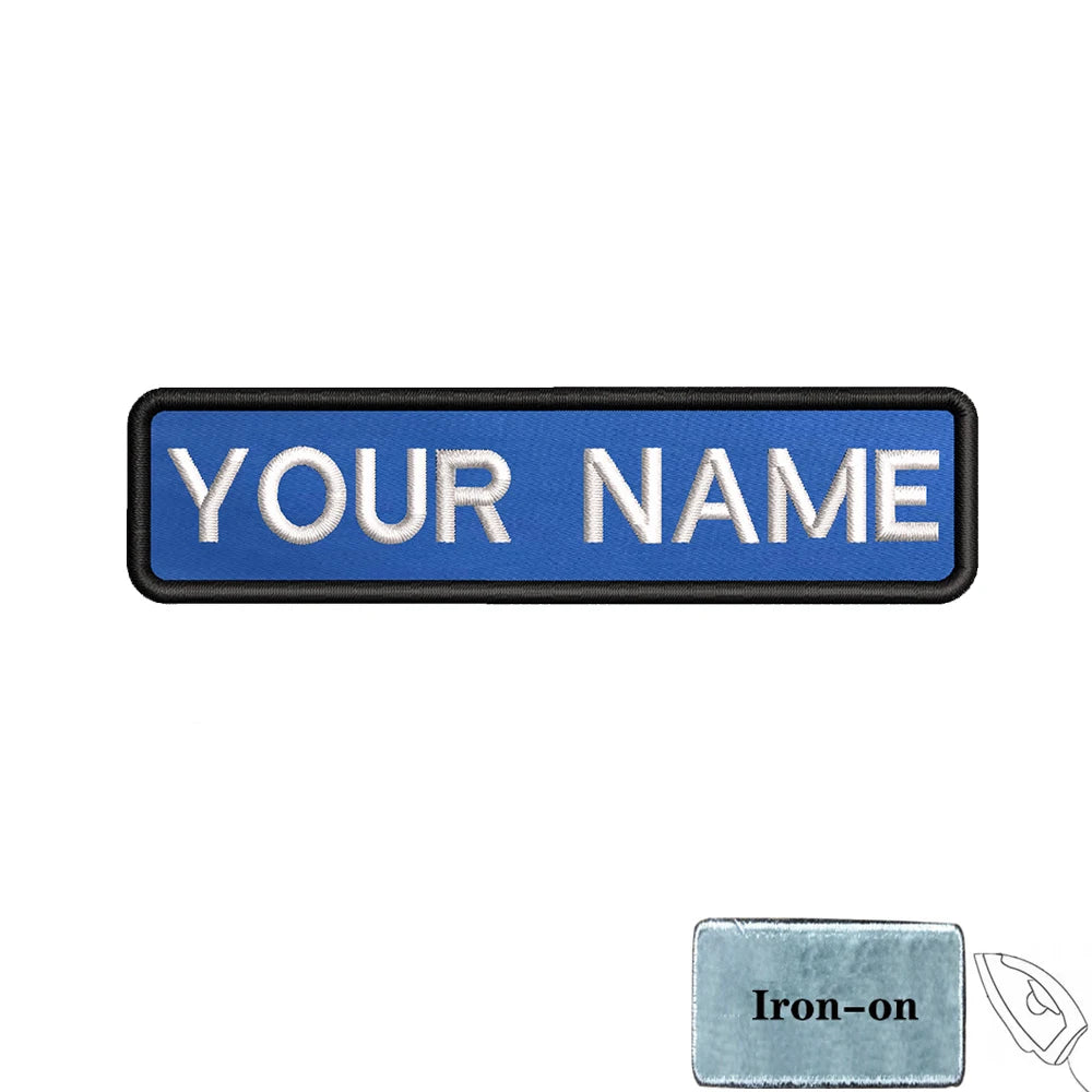 1PC 10cmX2.5cm Custom Personalized Name number Patch Stripes Badge tags chevrons Armband Iron On Or Hook Loop embroidered