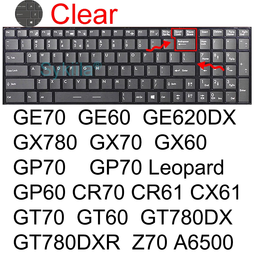 Keyboard Cover for MSI GF65 Thin GF63 GF75 Thin GF72 GF72VR GF62 GF62VR Silicone Protector Skin Case Gaming Laptop 15.6