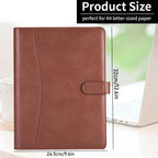 Multifunctional leather folder with A4 writing pad cover including 1 lined notepad, can hold bank cards and other storage