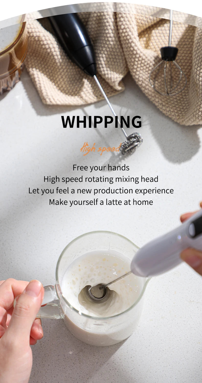 Bincoo-Electric Coffee Milk Maker, Handheld Household Mixer, Adjustable Double-Headed Gear