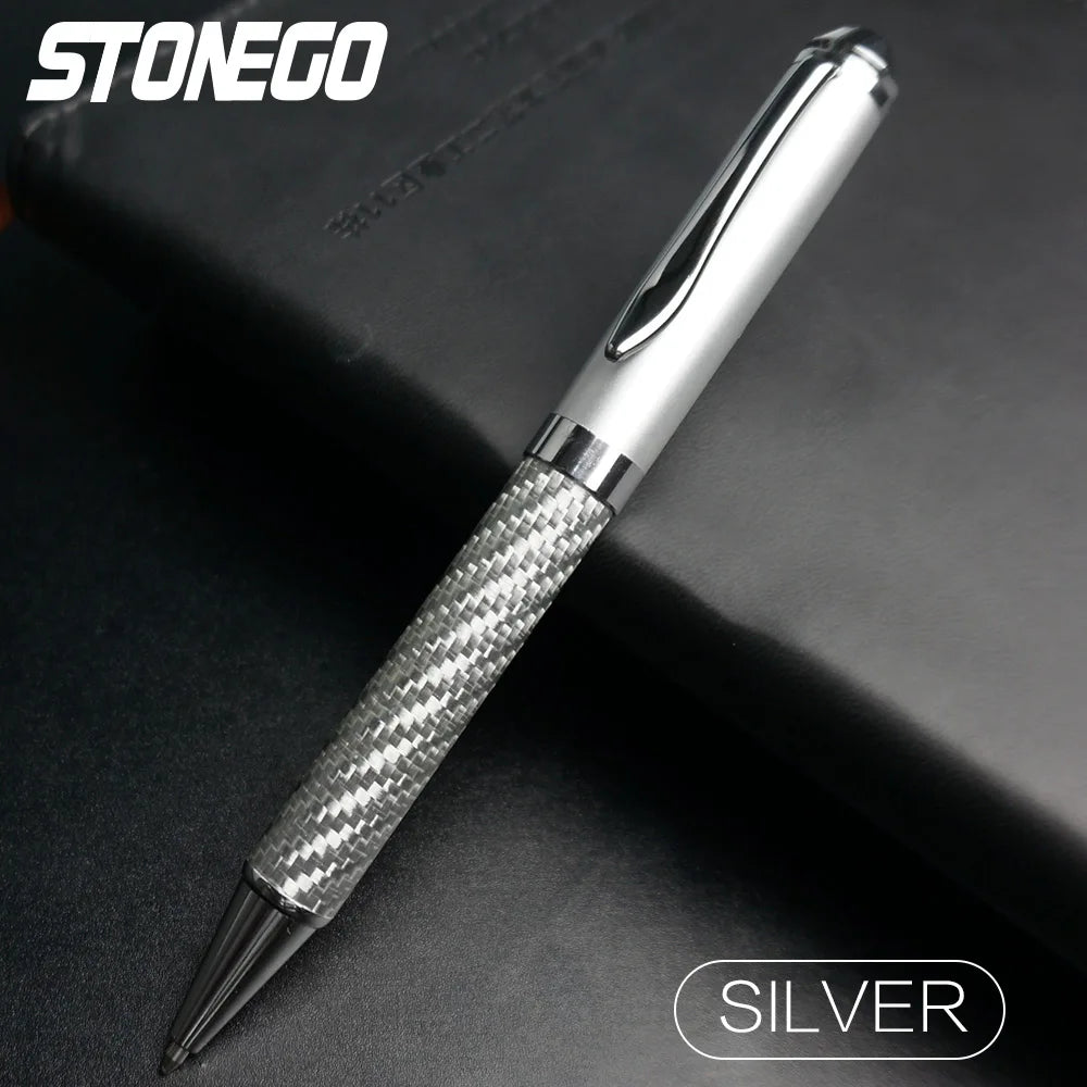 STONEGO Carbon Fiber Signature Pen, Premium Metal Gel Ink Pens Micro Point 0.5mm Black Ink Smooth Writing Ball Pen