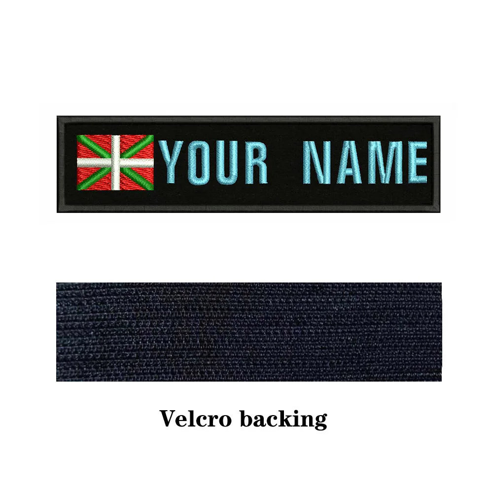 Basque Flag 10X2.5cm Embroidery Custom Name Text Patch Stripes Badge Iron On Or  Patches