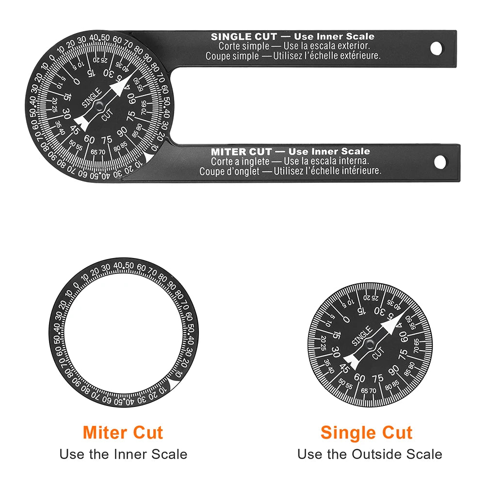 Woodworking Scale Mitre Saw Protractor 360° Angle Level with Pencil Carpenter Angle Finder Measuring Ruler Meter Gauge Tools