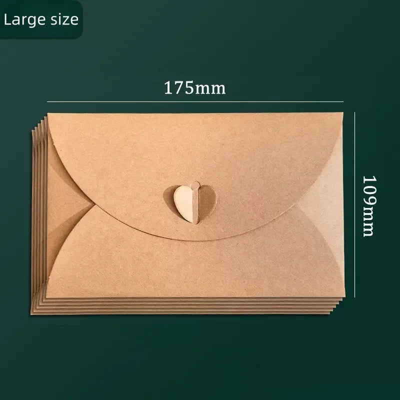 50pcs Japanese Kraft Paper Heart Envelopes - Vintage Ins Aesthetic for Couples Love Letters, European Style Creative Pouch