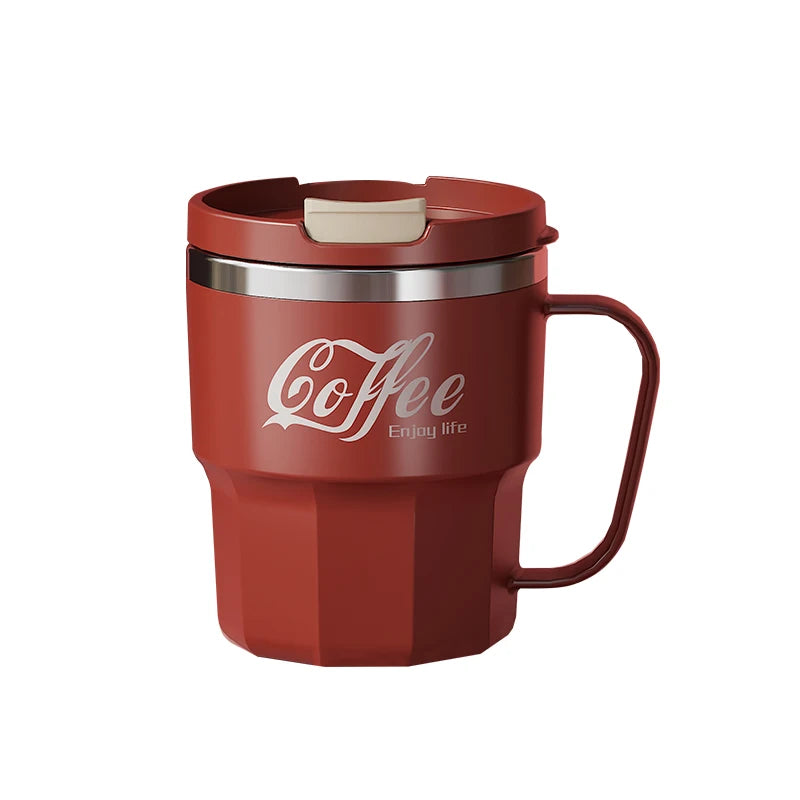 400ml Double Wall Insulated Coffee Mug 304 Stainless Steel Coffee Cup With Lid And Handle Reusable Water Cup