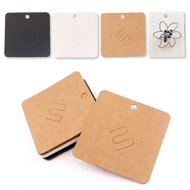50pcs/lot Brooches Display Cards Blank Kraft Paper Tag for Jewelry Packaging Cards Small Business Sale Hang Price Tag Card 7*7cm