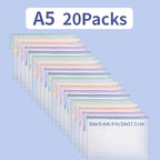 5/10/20/30PCS Mesh Zipper Pouch Document Bag Waterproof Zip File Folders A4 A5 Size Office School Supplies Document Storage Bags