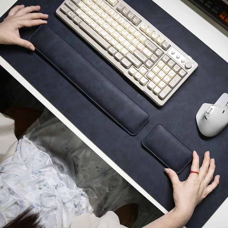 Desk Mat Waterproof PU Mouse Pad Large Mousepad Laptop Non-slip Desk Pad Keyboard Mats Mouse Mat Mouse Wrist Guard Three Pieces