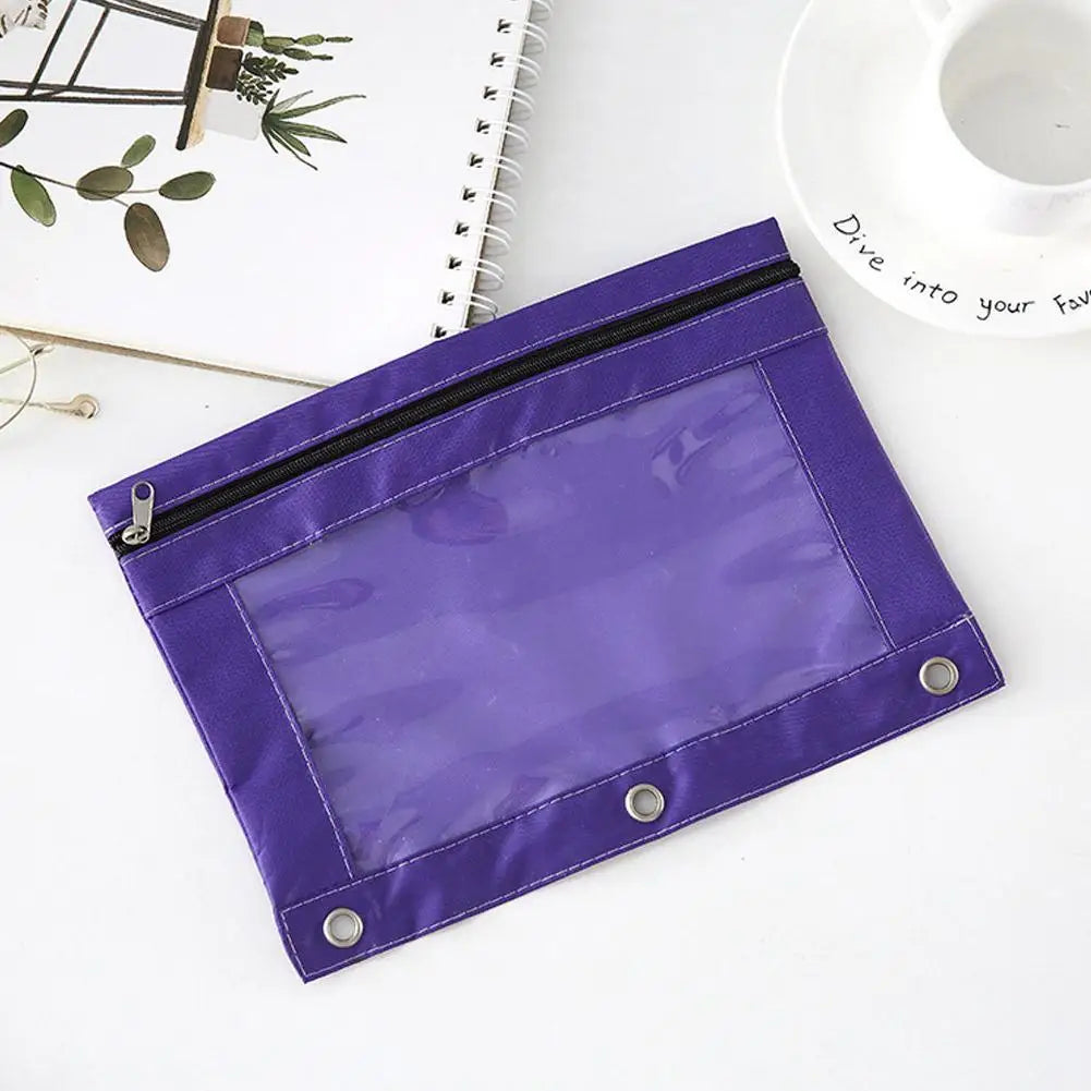 Zippered Binder Pencil Pouch Pen Case Stationery Multicolored B5 File Holder PVC With 3 Rings Pencil Case Folder File Package