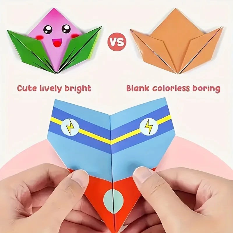 Children's colorful origami set, double-sided origami paper and instruction manual, suitable for DIY art and handmade projects