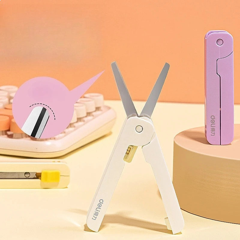 Portable Retractable Mini Scissors Safety Hand Cutter Small Cutting Tools for Student School Office Home Daily Use
