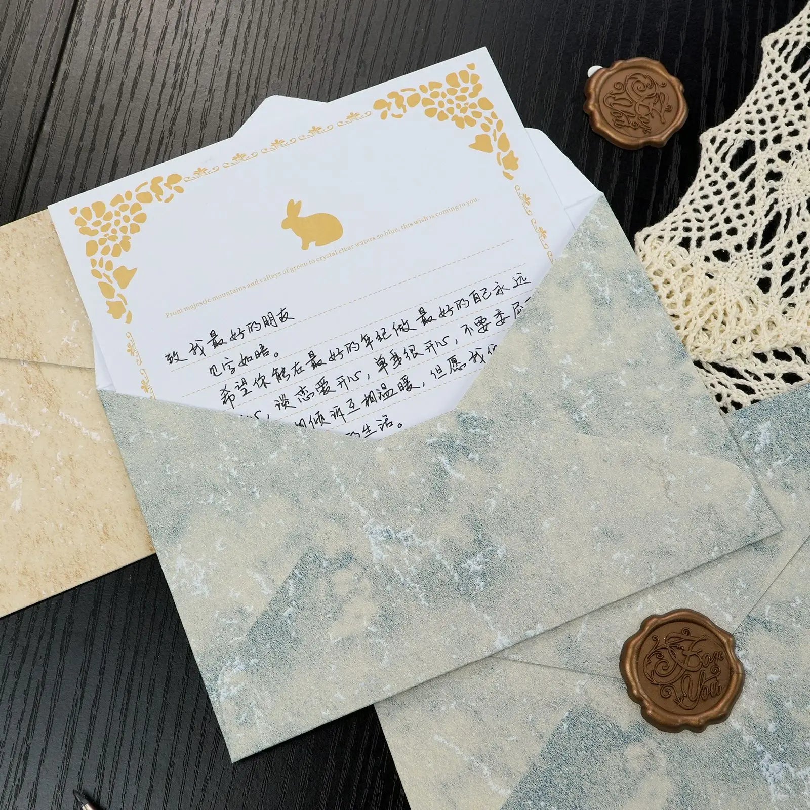 5pcs Gilded Shadow Envelope Channel Style Texture Envelope  For Handwritten Love Letter Birthday Greeting Card Invitation