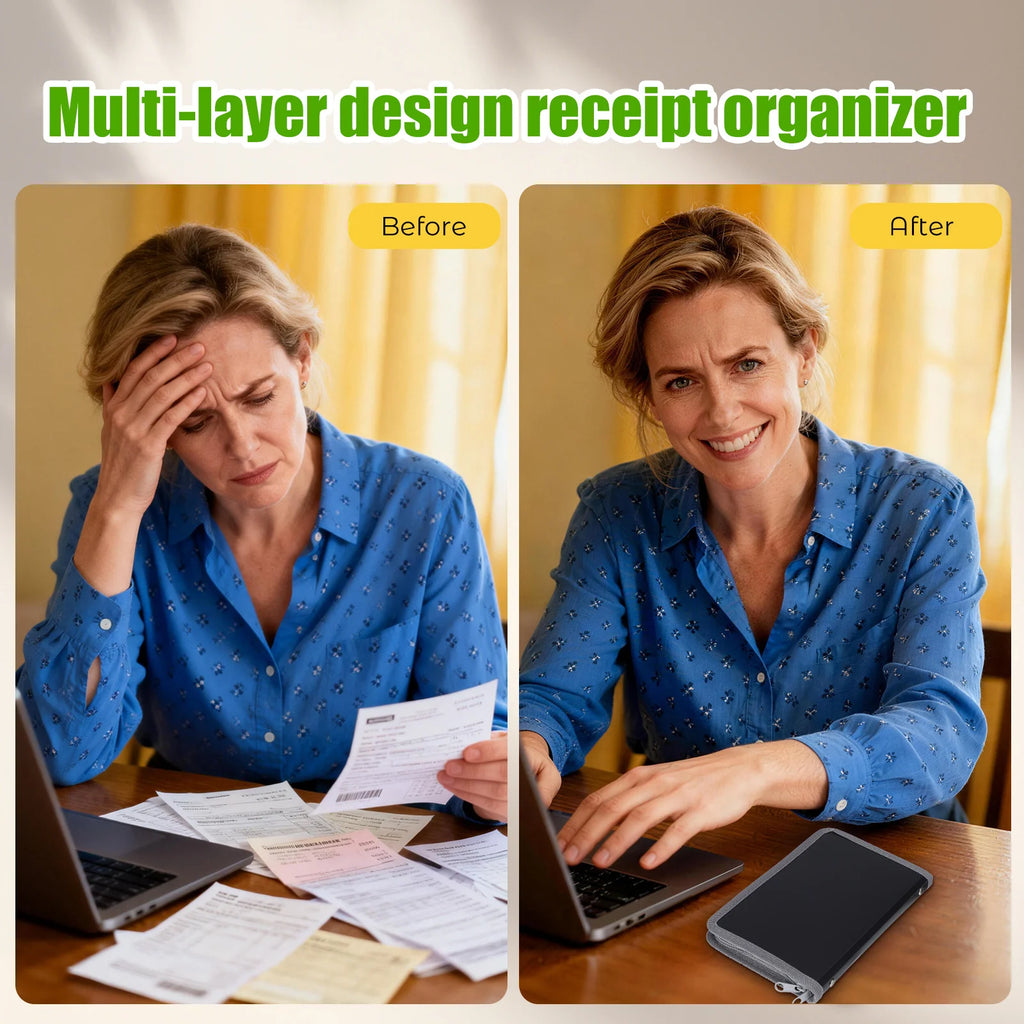 2Pcs Accordion File Folder Receipt Organizer Multi-Layer Large Capacity Plastic Expanding Document Holder Small File Organizer