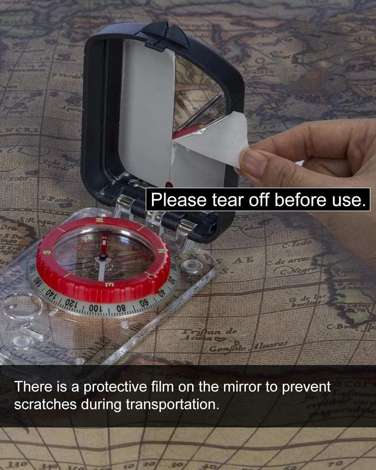 Orienteering Map Compass-Sighting Mirror with Adjustable Declination,Clinometer&LED Light for Hiking,Camping,Hunting,Mountaineer