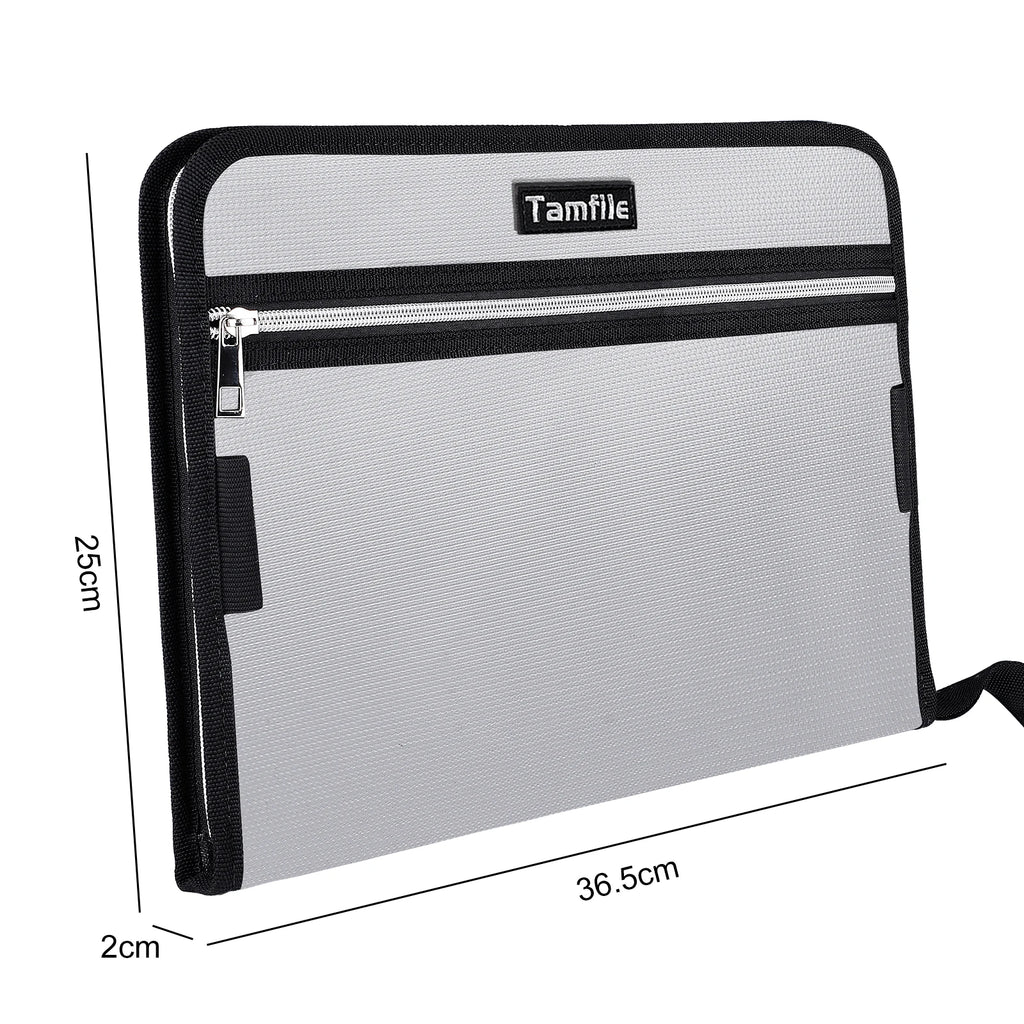 Fire Safe Water Resistant Accordion File Pocket Folder Expandable Filing Folder with 12-Page Organ Folder, A4 Size, 2 Zippers