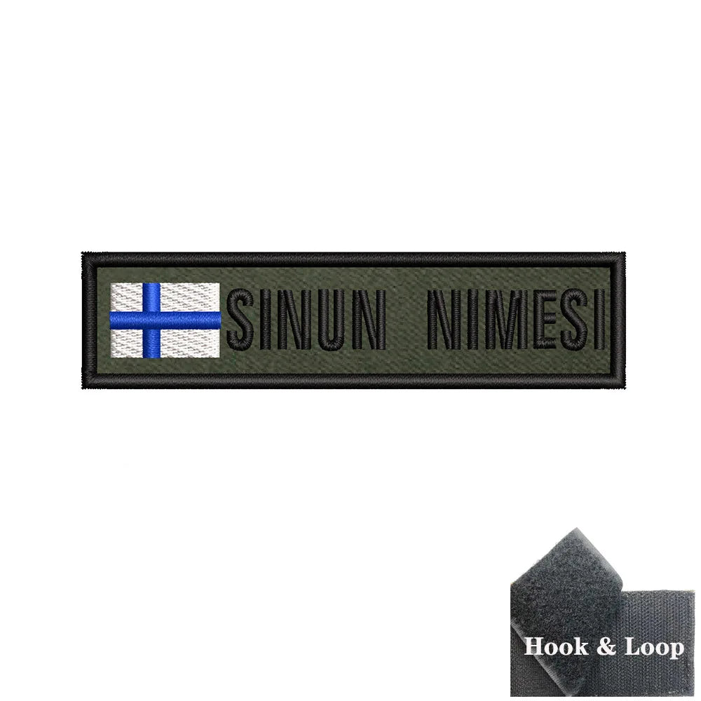 1PC 10cmX2.5cm Custom Name Flag Patch Stripes Badge Iron On Or Hook Loop Estonia Austria Bulgaria Hungary Romanian Ireland green
