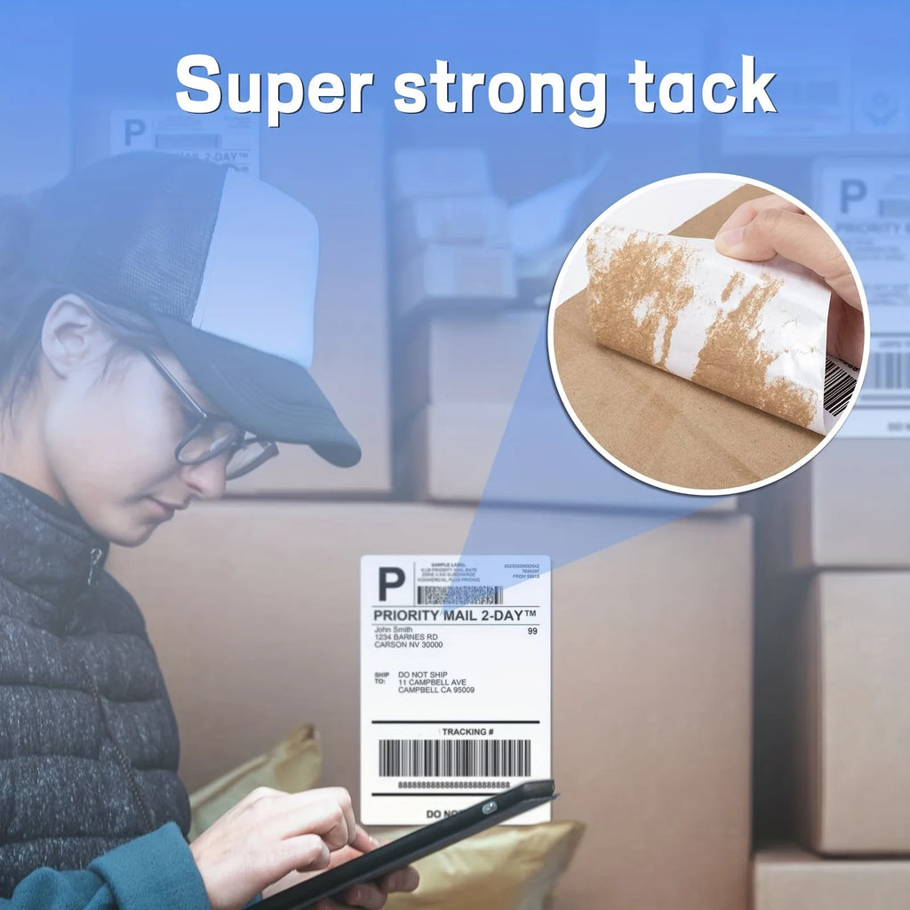 4x6 Inch Direct Thermal Labels Printer Paper 100x150mm Fan-Fold Labels Shipping Supplies Waterproof for D100 D200 Printer
