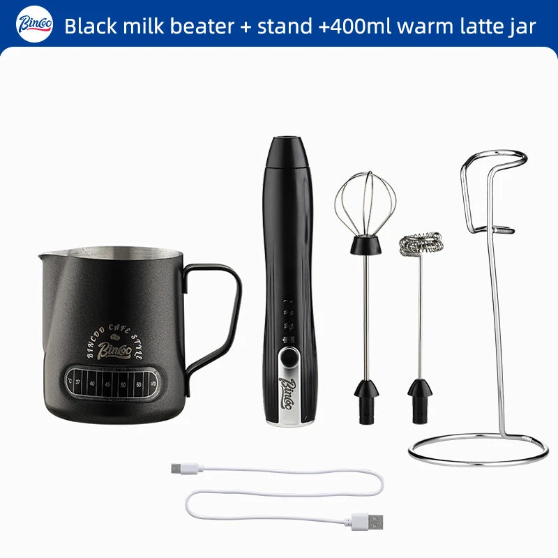 Bincoo-Electric Coffee Milk Maker, Handheld Household Mixer, Adjustable Double-Headed Gear