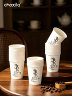 9oz Printed Logo Disposable Paper Coffee Cups, Single Wall Thickened Eco Cups for Cafe Takeout & Office