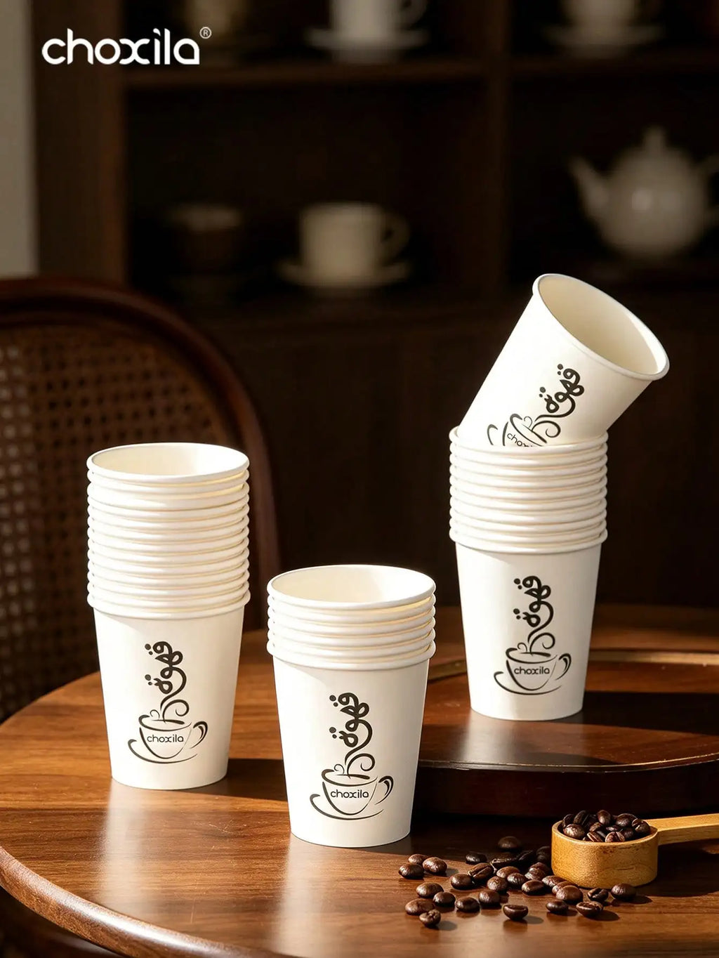 9oz Printed Logo Disposable Paper Coffee Cups, Single Wall Thickened Eco Cups for Cafe Takeout & Office