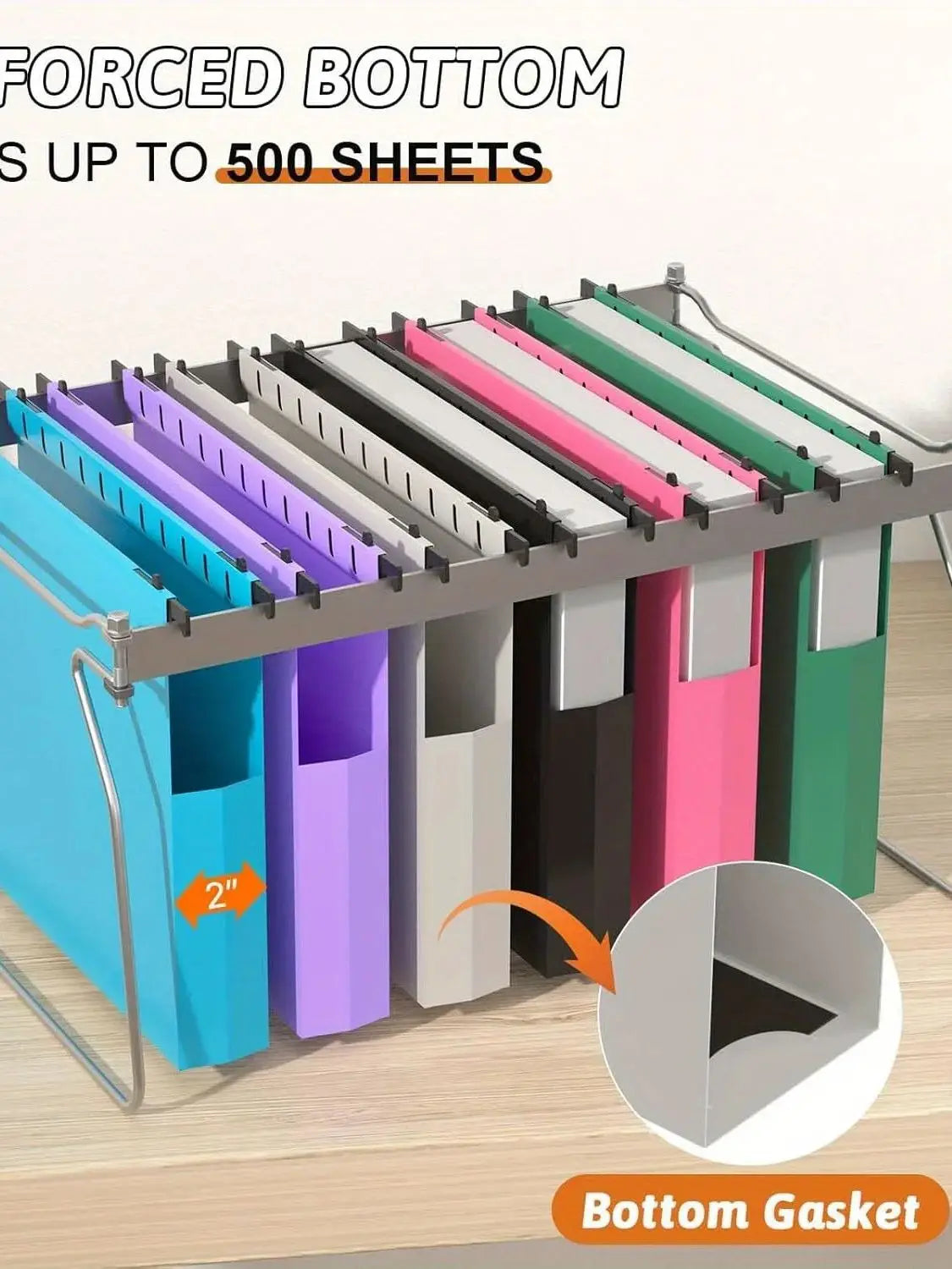 6 Pcs Plastic Oversized Hanging Folders Letter Size, Reinforced Hanging Folders, Expandable Design on Both Sides