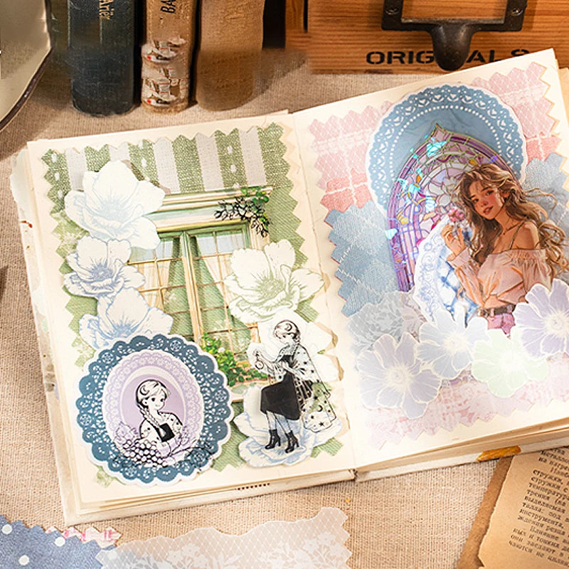 Mr.Paper 20Pcs/Pack Weave Dream Echo Series Card Stock Material Paper Vintage Plaid & Lace for Journal Scrapbook DIY Background