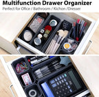 32PCS Desk Drawer Organizers 3 Size Plastic Interlocking Shallow Tool Organizer Tray Dividers Separators Storage Bins Container