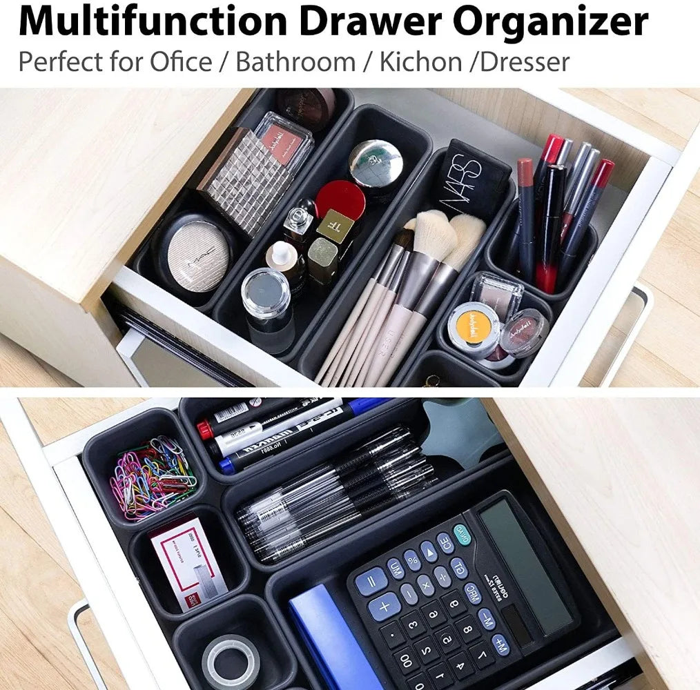 32PCS Desk Drawer Organizers 3 Size Plastic Interlocking Shallow Tool Organizer Tray Dividers Separators Storage Bins Container