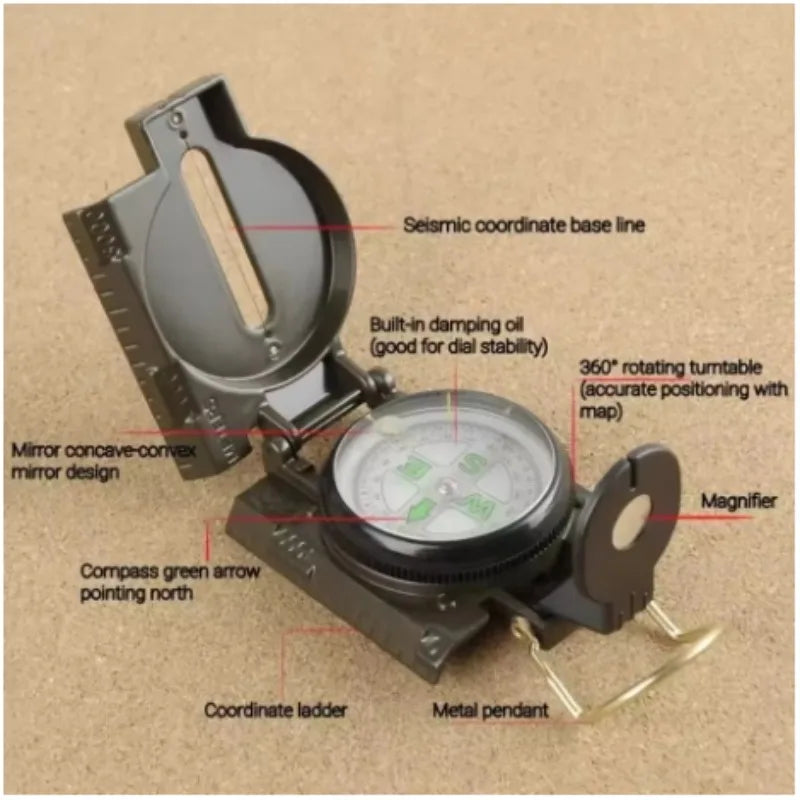 Outdoor Waterproof Compass Portable High Precision Compass Outdoor Gadget Sports Hiking Camping Navigation Survival Tool