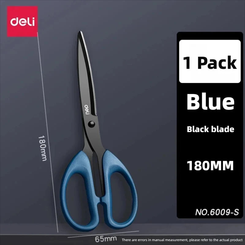 Deli 210/175mm Black Stainless Steel Scissors Business Office Stationery Home Shears Kitchen Knife Cutter Cutting Tool