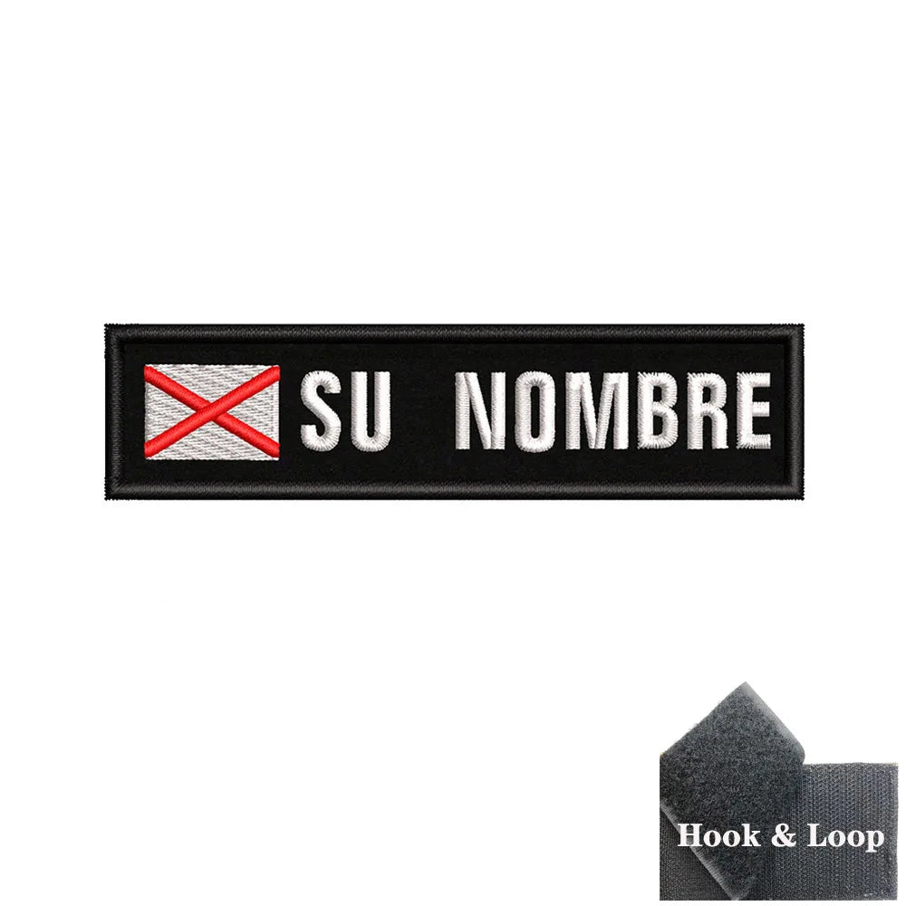 1PC 10cmX2.5cm Custom Name Flag Patch Stripes Badge Iron On Or Hook Loop Andalusia Extremadura Canary Islands Spain Galicia