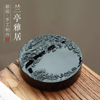 Chinese Calligraphy Inkstone She Ink Stone, Natural Stone Painting Ink Slab for Brush Writing 9.8x2 cm