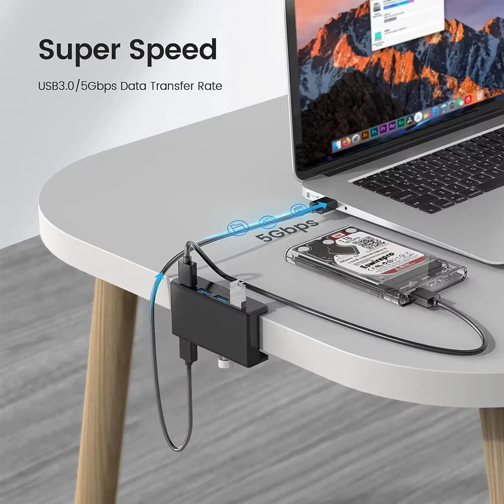 10Gbps USB HUB Clamp USB3.2/3.0/2.0 Splitter Adapter External Multi Clip Dock For iMac Macbook Lenovo Desktop PC Accessories
