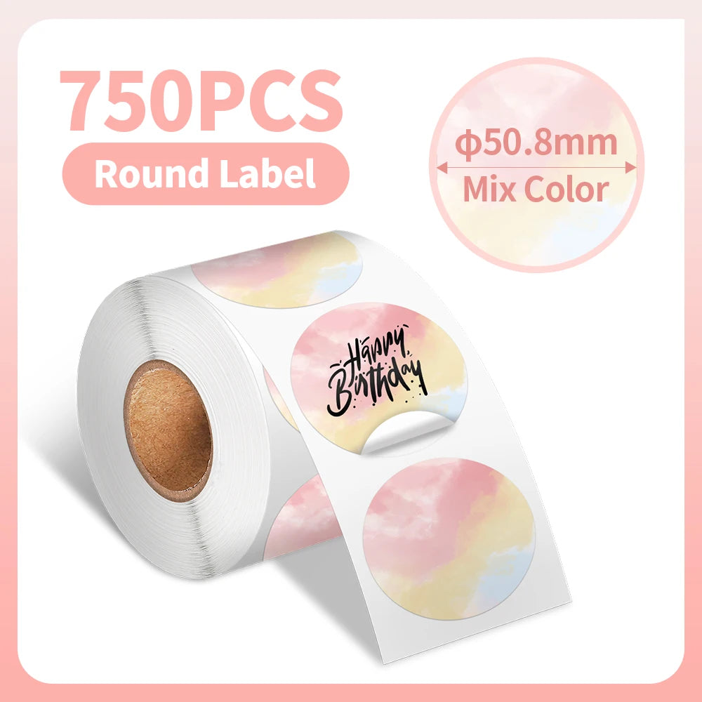 Phomemo Thermal Label Paper Round Sticker Waterproof White Pure Color Paper Shipping Label for PM241/PM246S/D520 Label Printer