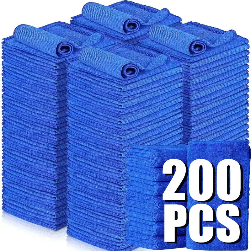 10/200PCS Microfiber Car Cleaning Towels Super Absorbent Car Drying Cloth Household Car Care Detailing Hemming Towel Duster Rags